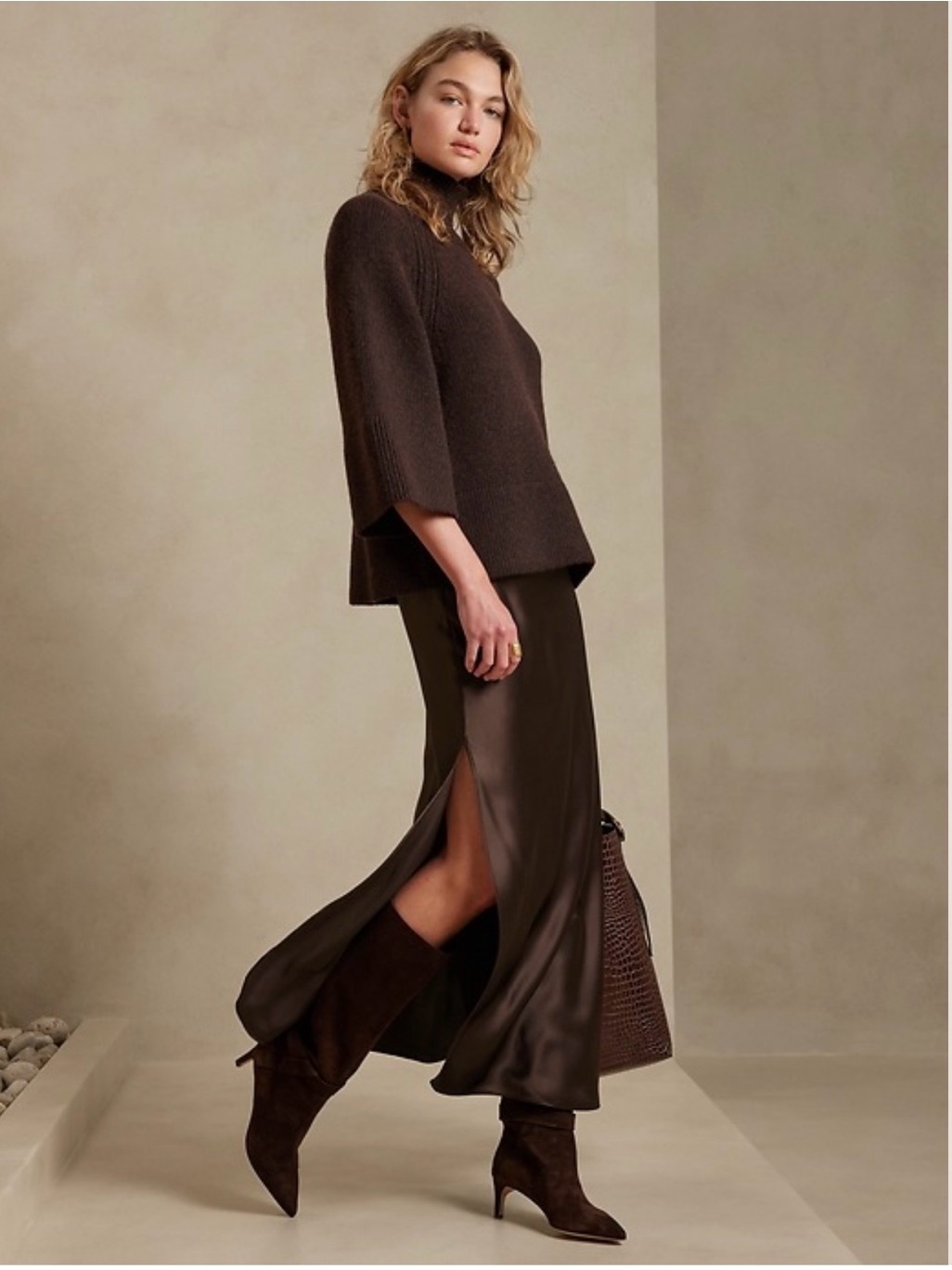Nwt Banana Republic Dreamer Silk Slit High Waist Straight Maxi Skirt